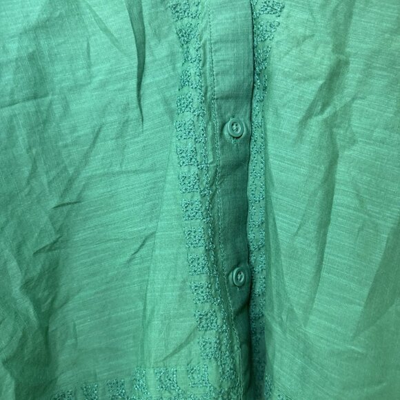 Zara Medium Boho Oversized Boxy Embroidered Slouchy Comfy Grunge Blouse Green - Picture 4 of 8